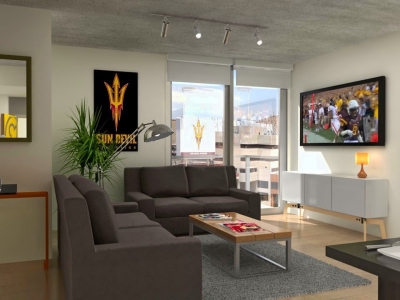 The HUB on Campus will feature unique views of Sun Devil Stadium.