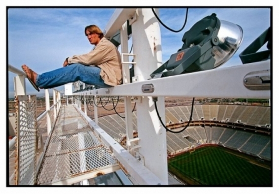 Pat overlooking Tempe atop the light tower at Sun Devil Stadium 