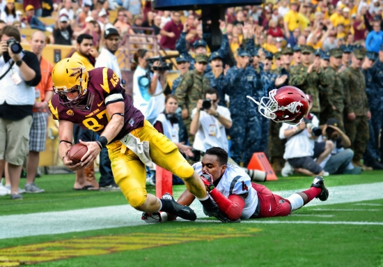 Coyle scores one of his five TD's during the 2012 season.