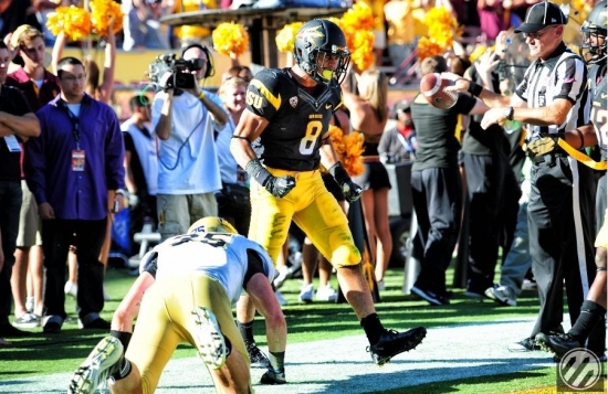 DJ Foster is pumped after he scores the go ahead TD against UCLA in 2012.