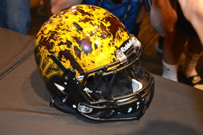 The new ASU "flame" design helmet for the Notre Dame game.