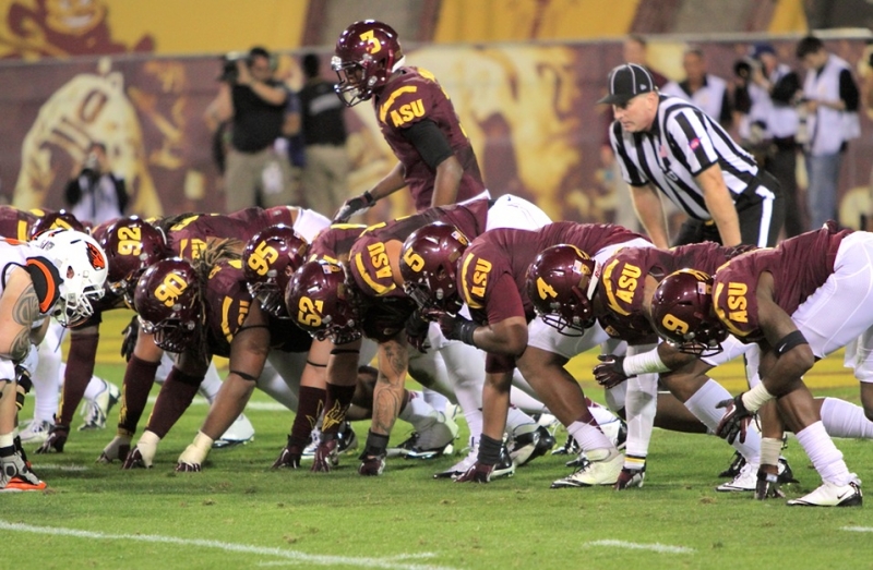 The Sun Devils load their line against Oregon St. in a 30-17 Victory. Photo- Matt Martin, DieHardDevil.com