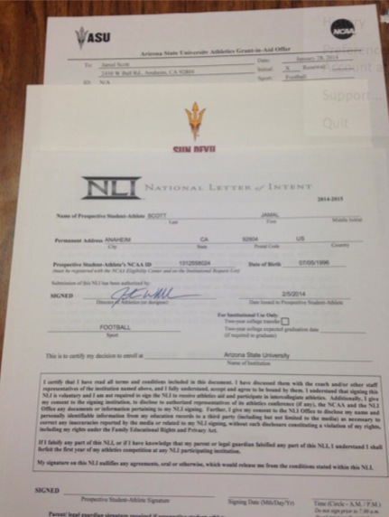 NLI signed by Jamal Scott