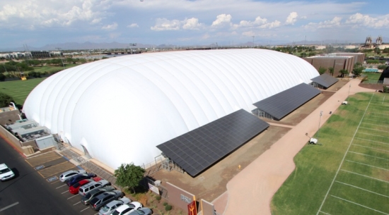 The "Dickey Dome" was funded by Verde Dickey. It serves as ASU Football's indoor practice facility.