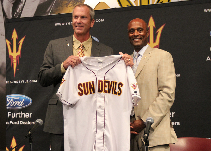 Tracy Smith with ASU Athletic Director, Ray Anderson. Photo- ASU Athletics