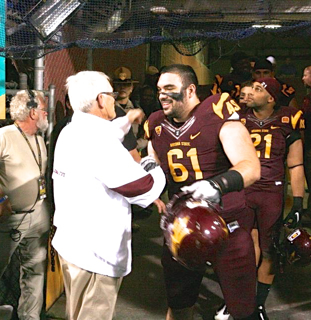 Coach Dennis Erickson and Bo Moos, Senior Day 2011