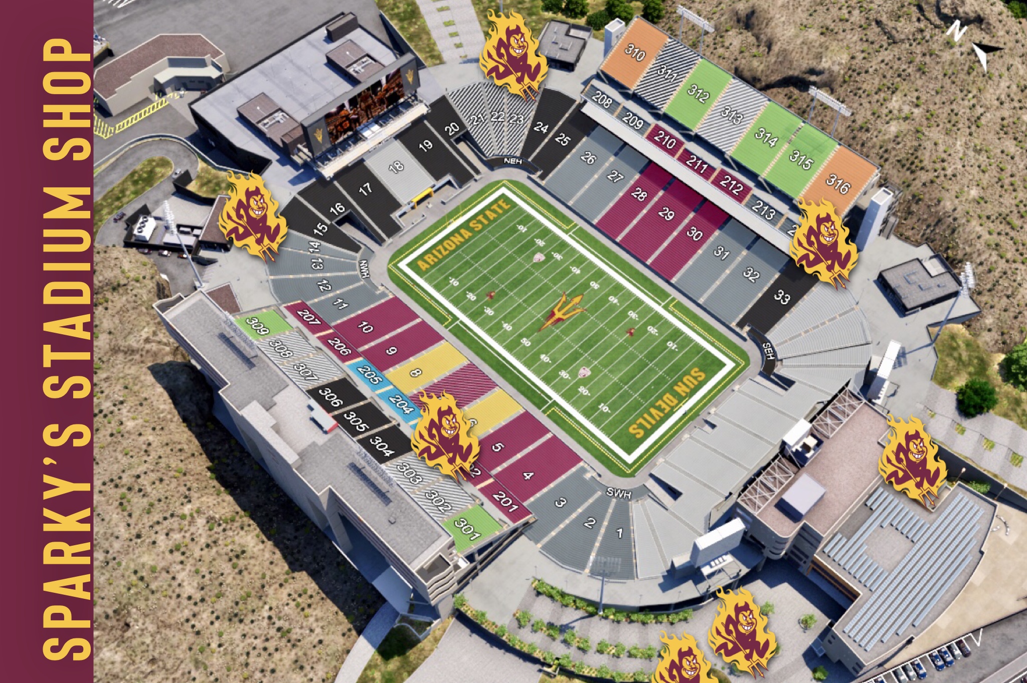 These are the locations to shop inside and around Sun Devil Stadium